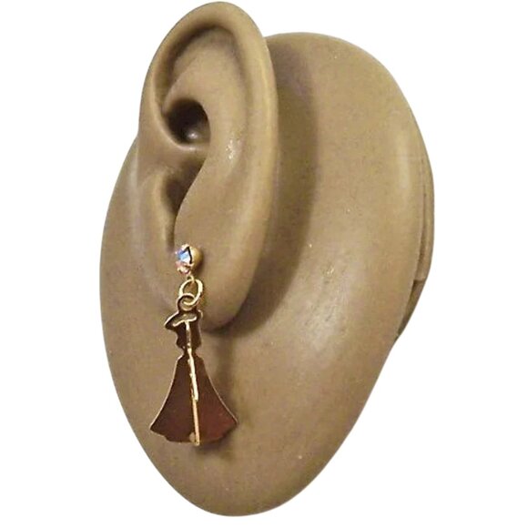 Avon Angel Wing Pierced Post Stud Earrings Gold Tone - Picture 3 of 5